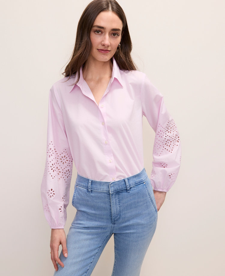 Eyelet Button Down Shirt