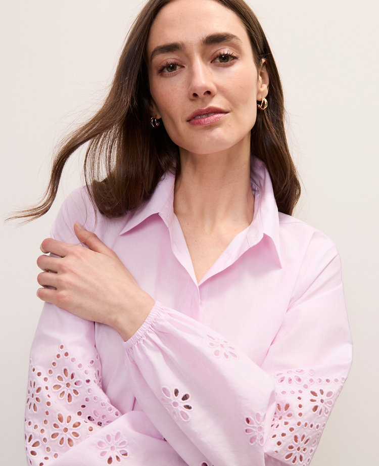 Eyelet Button Down Shirt