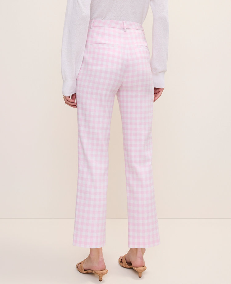 The Petite Slim Crop Pant in Gingham Linen Blend