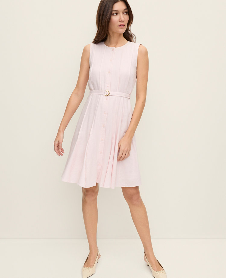 Belted Crew Neck Flare Dress