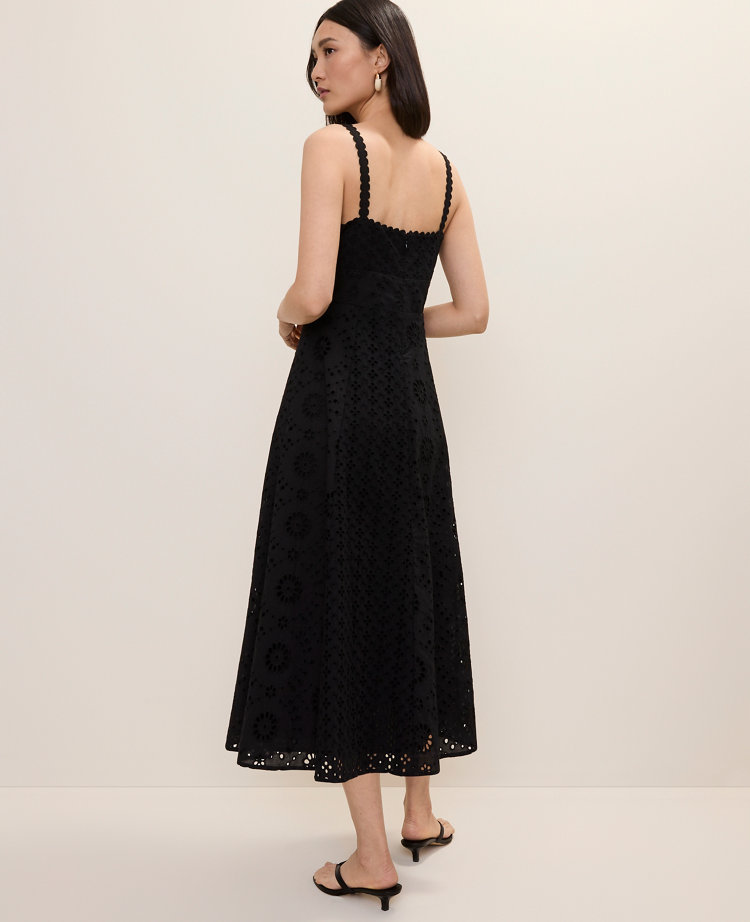 Petite Studio Eyelet Flare Midi Dress