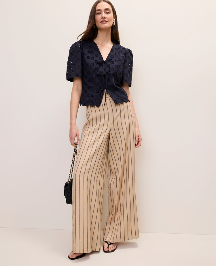 Petite Eyelet Tie Front Blouse