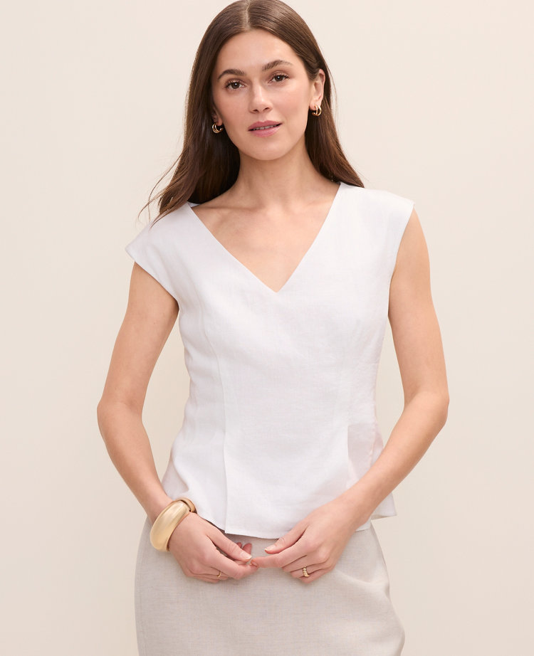 Peplum Top in Linen Blend