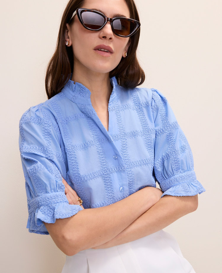 Crochet Ruffle Collar Blouse