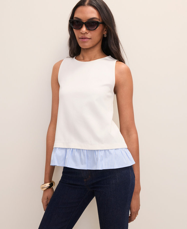 Petite Weekend Layered Mixed Media Tank