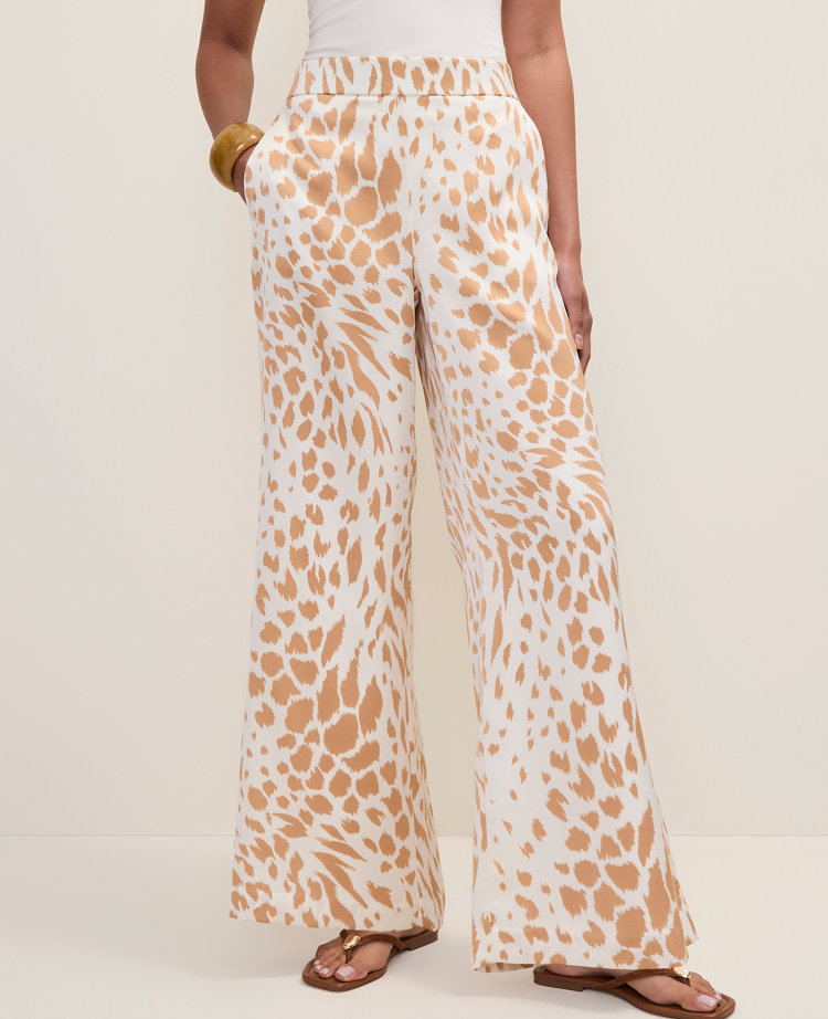 Easy Wide-Leg Pant in  Animal Print Satin
