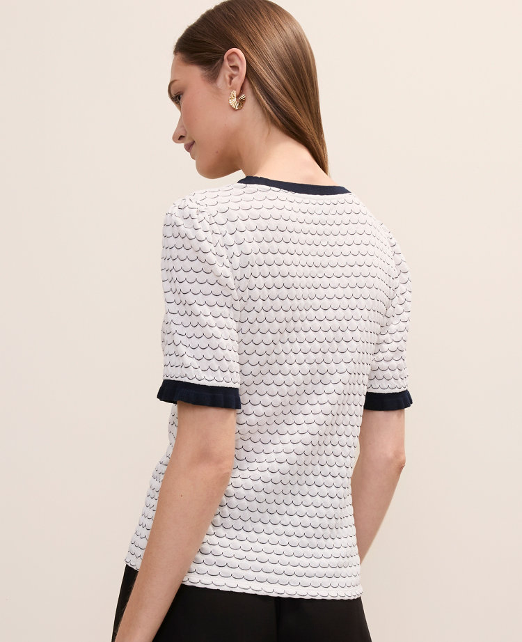 Scalloped Ruffle Trim Top