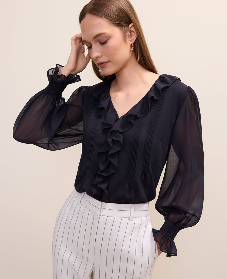 Ruffle Trim Blouse carousel Product Image 1