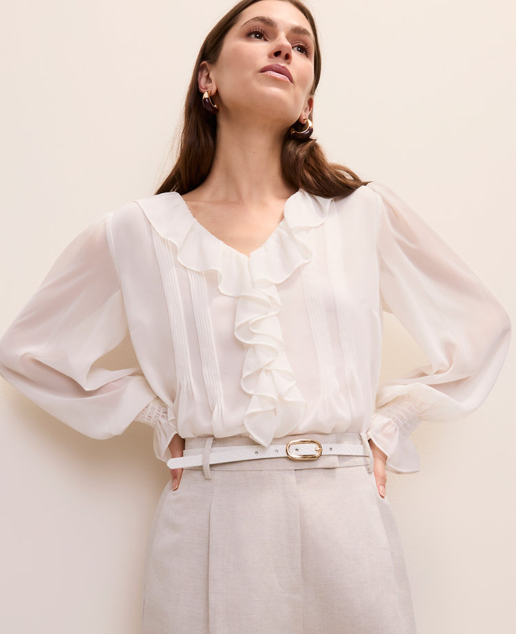 Ruffle Trim Blouse carousel Product Image 1