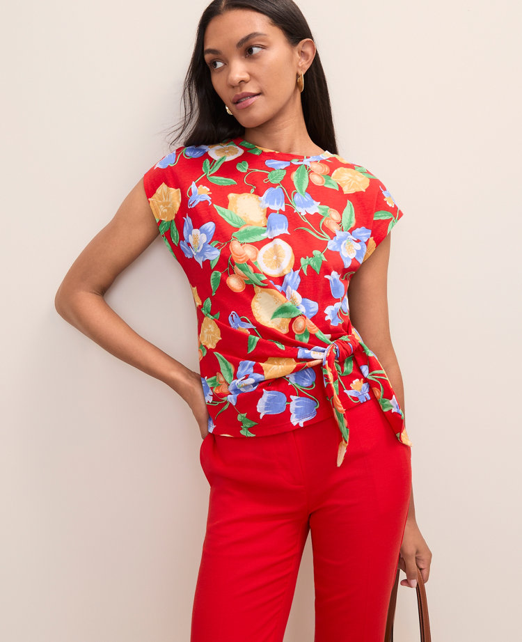 Petite Floral Tie Waist Tee