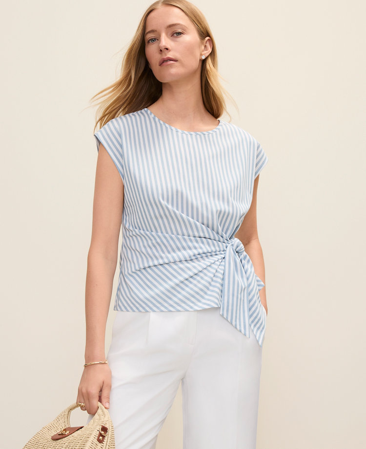 Petite Striped Tie Waist Tee carousel Product Image 1