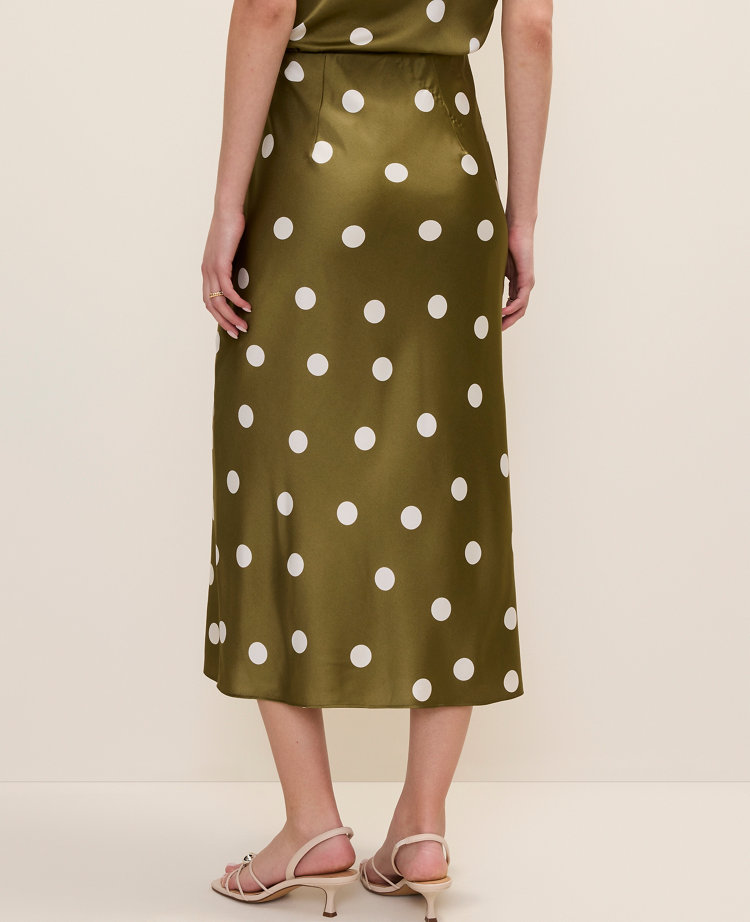 Petite Dotted Satin Midi Slip Skirt