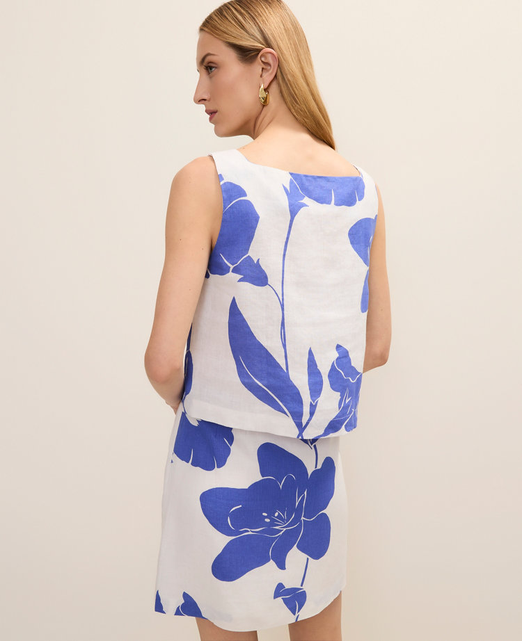 Floral Tank Top in Linen carousel Product Image 2
