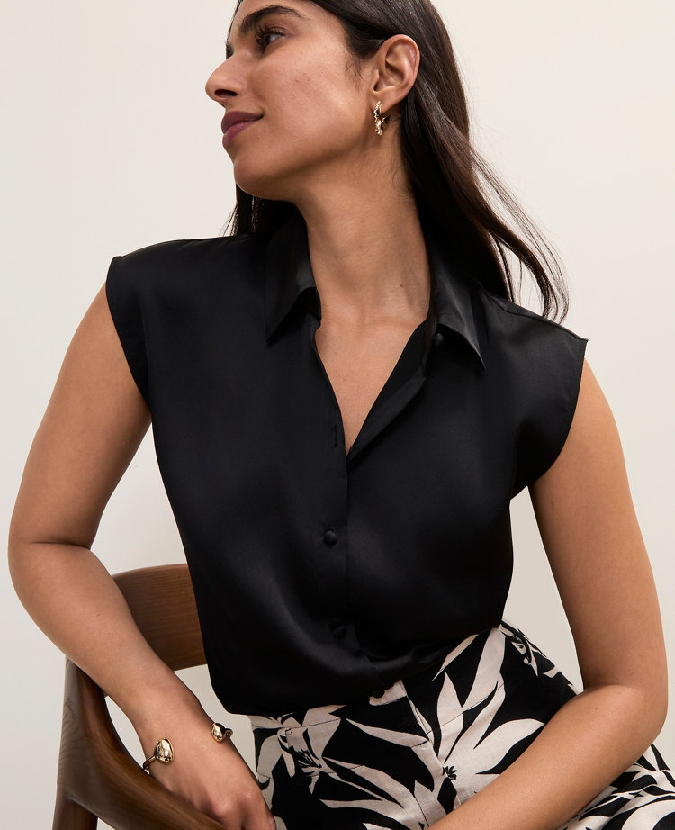 Collared Satin Blouse