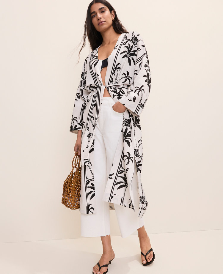 Palm Tree Belted Kimono