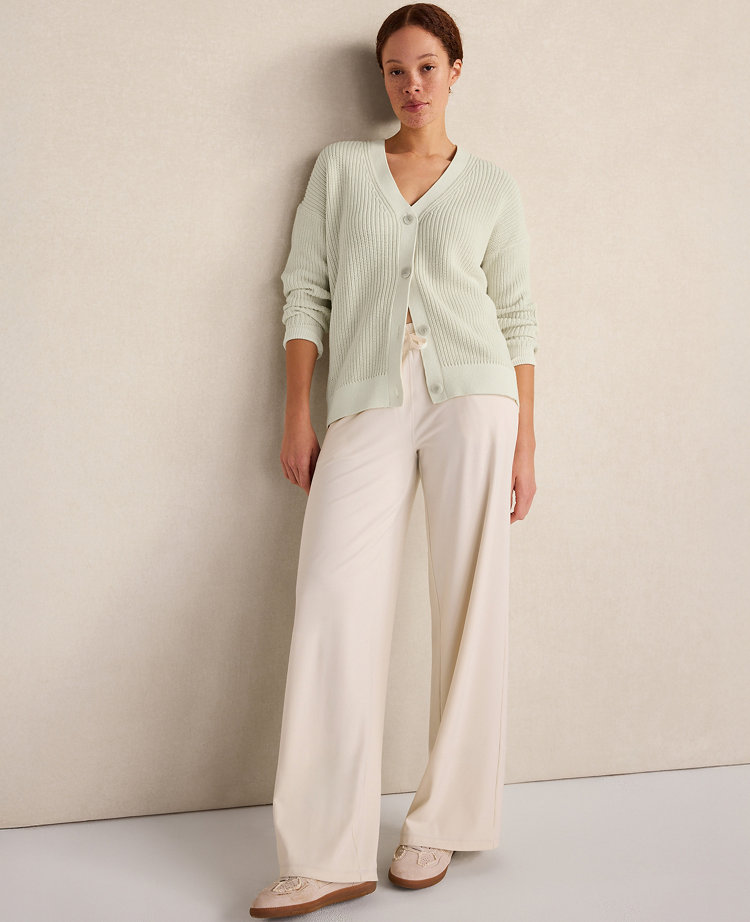 Haven Well Within Garment-Dyed Organic Cotton Shaker Stitch Cardigan