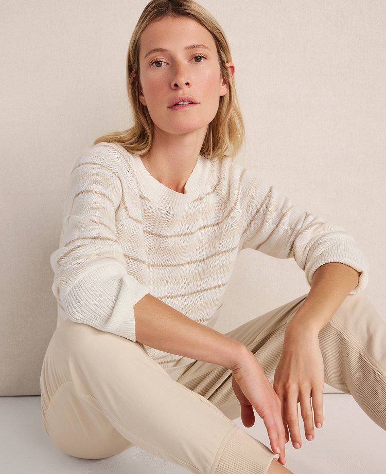Haven Well Within Cotton Linen Stripe Crewneck