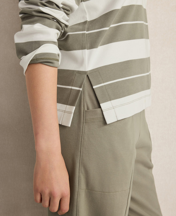 Haven Well Within Organic Cotton Interlock Stripe Johnny Collar Top