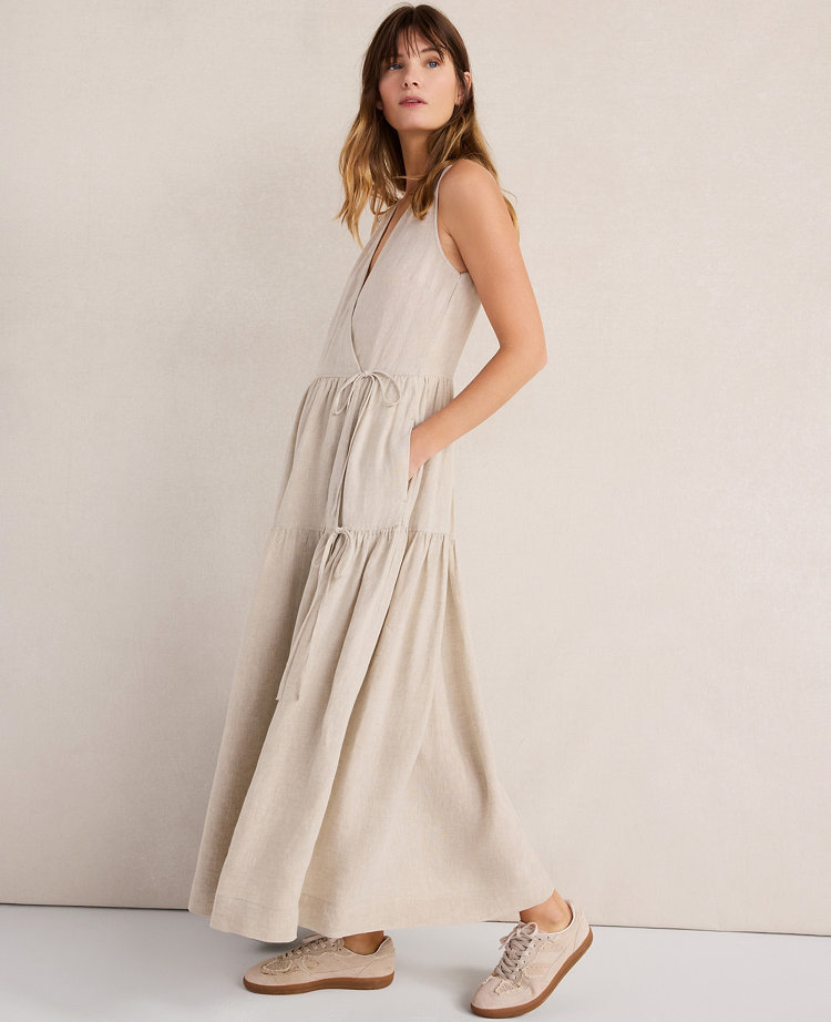 Haven Well Within Everweave Linen Tiered Wrap Dress