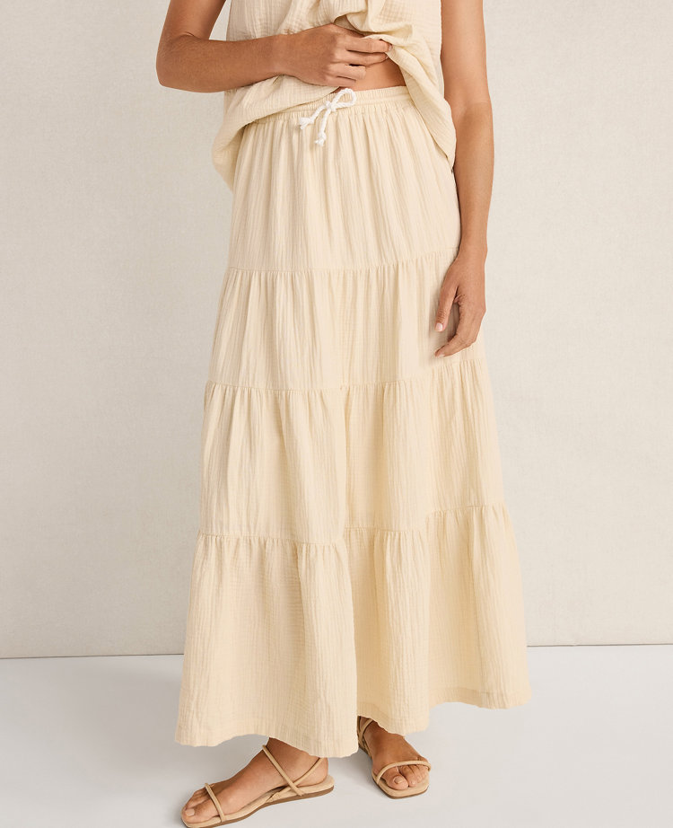 Haven Well Within Organic Cotton Gauze Tiered Maxi Skirt
