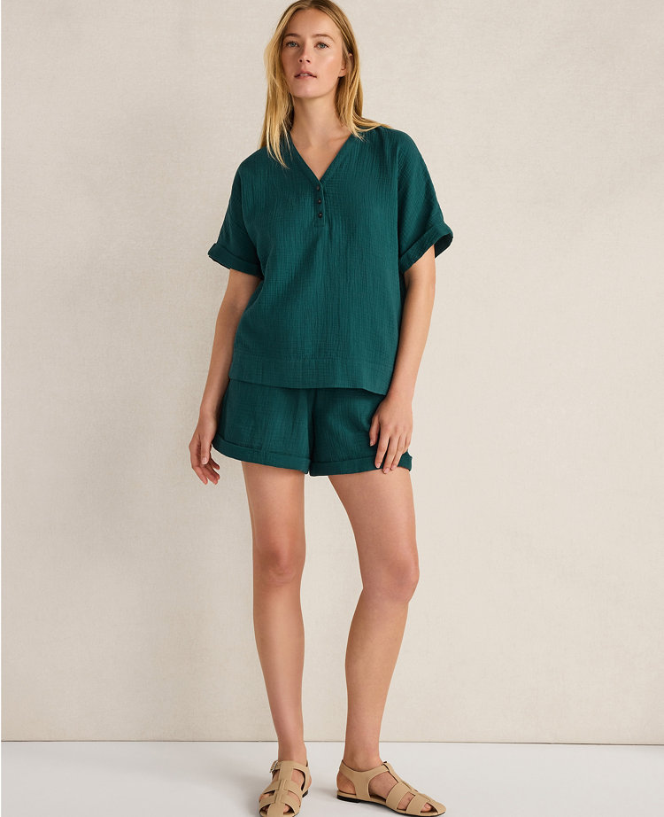 Haven Well Within Organic Cotton Gauze V-Neck Top