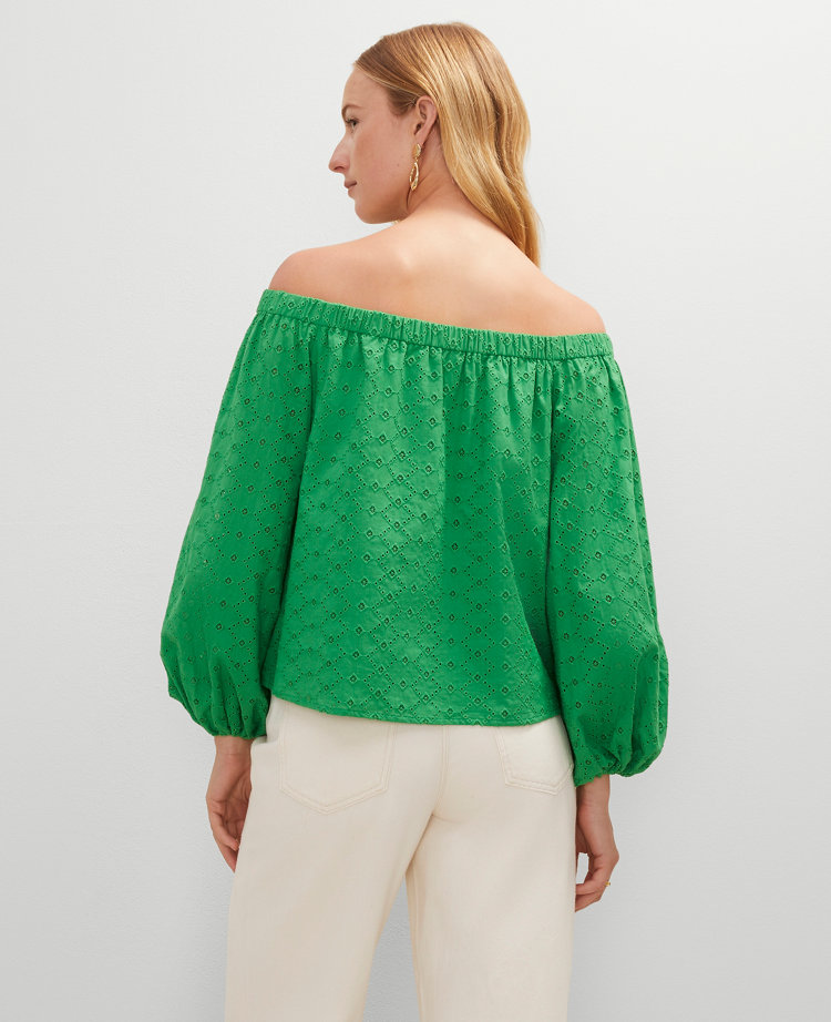Eyelet Off The Shoulder Top