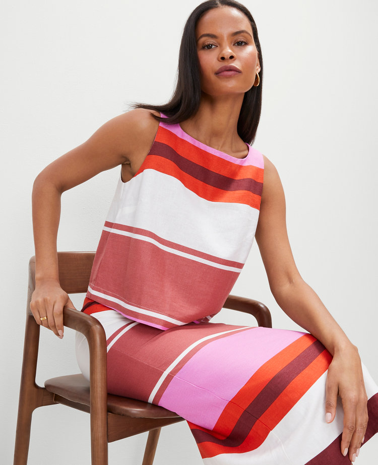 Striped Linen Blend Tank Top
