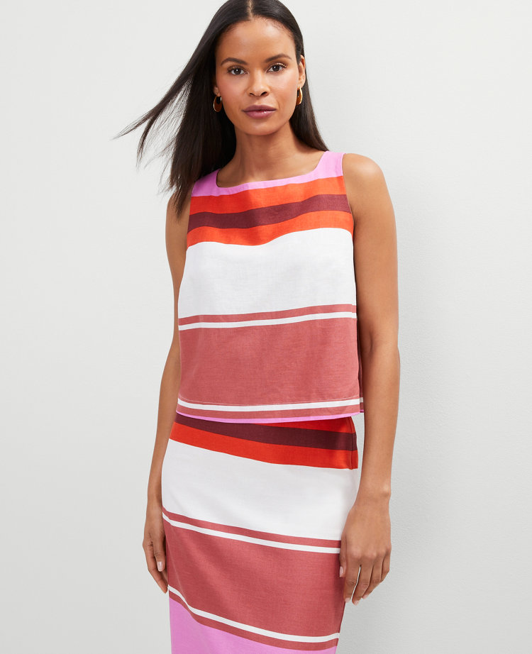 Striped Linen Blend Tank Top