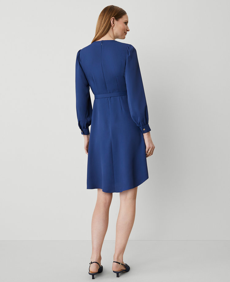 Petite Long-Sleeve Flare Dress