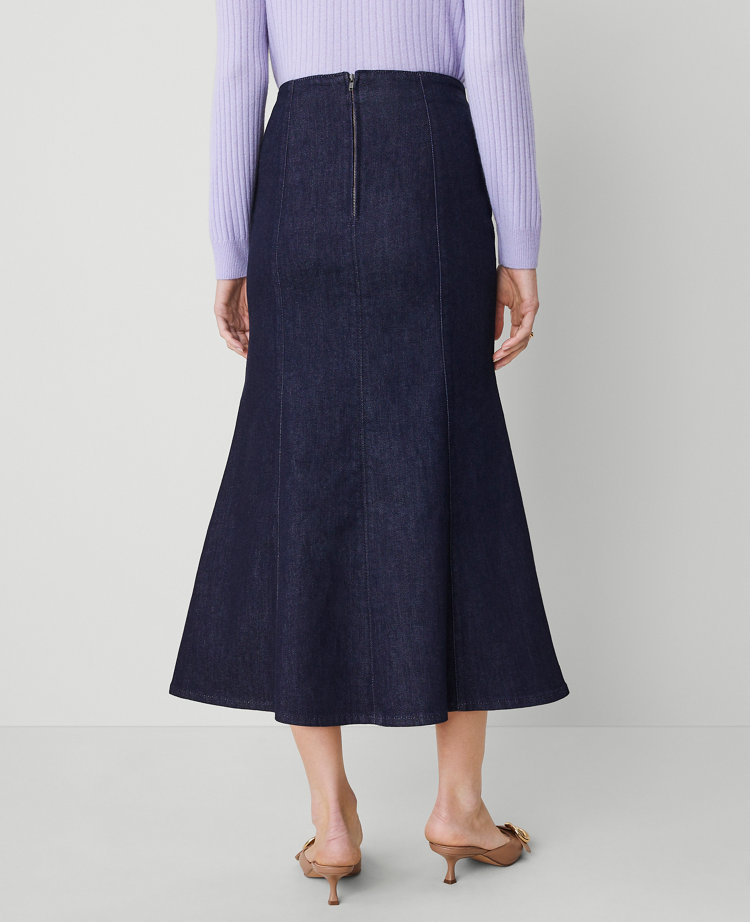 Petite Denim Trumpet Midi Skirt