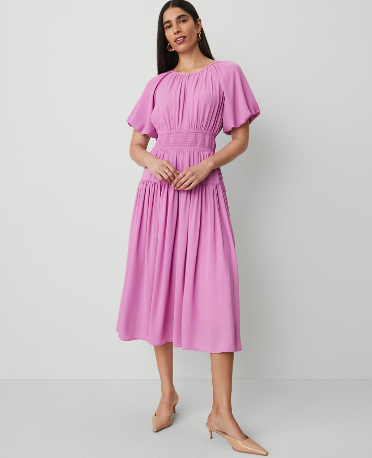 Split Neck Midi Dress