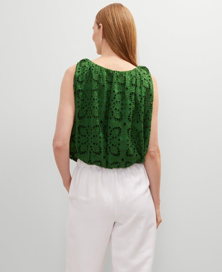 Eyelet Bubble Hem Top