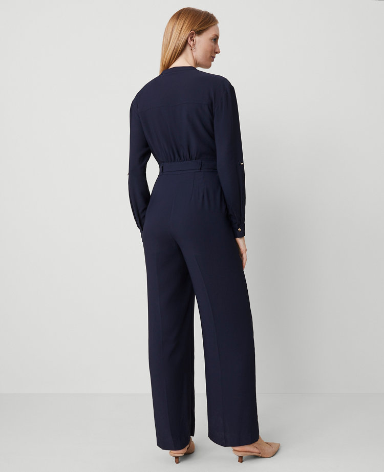 Petite Belted V-Neck Jumpsuit