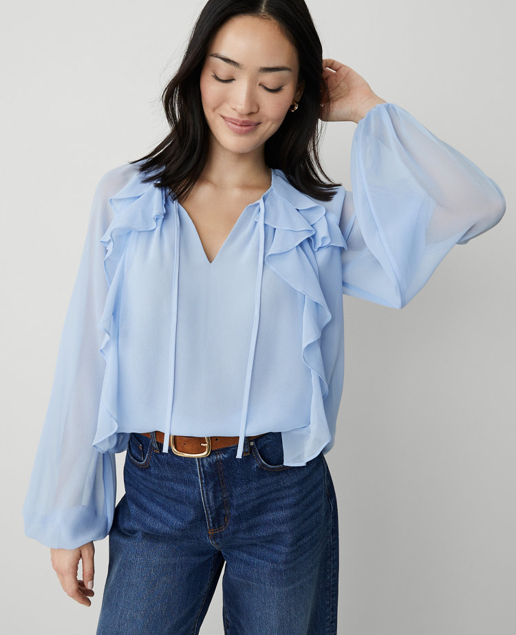 Ruffle Tie-Neck Popover