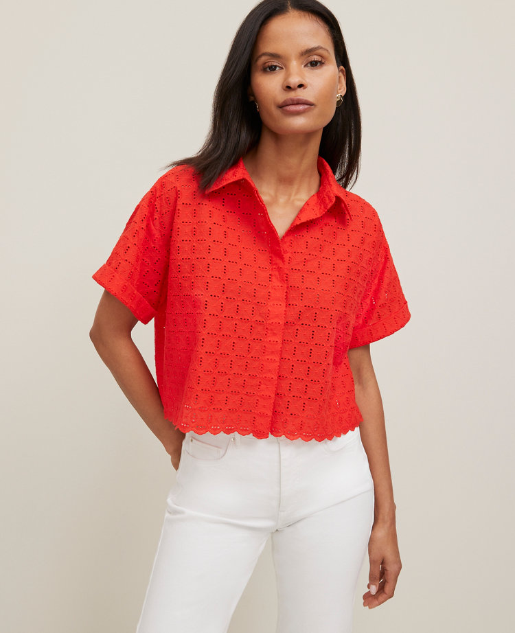 Ann Taylor Cotton Eyelet Shirt