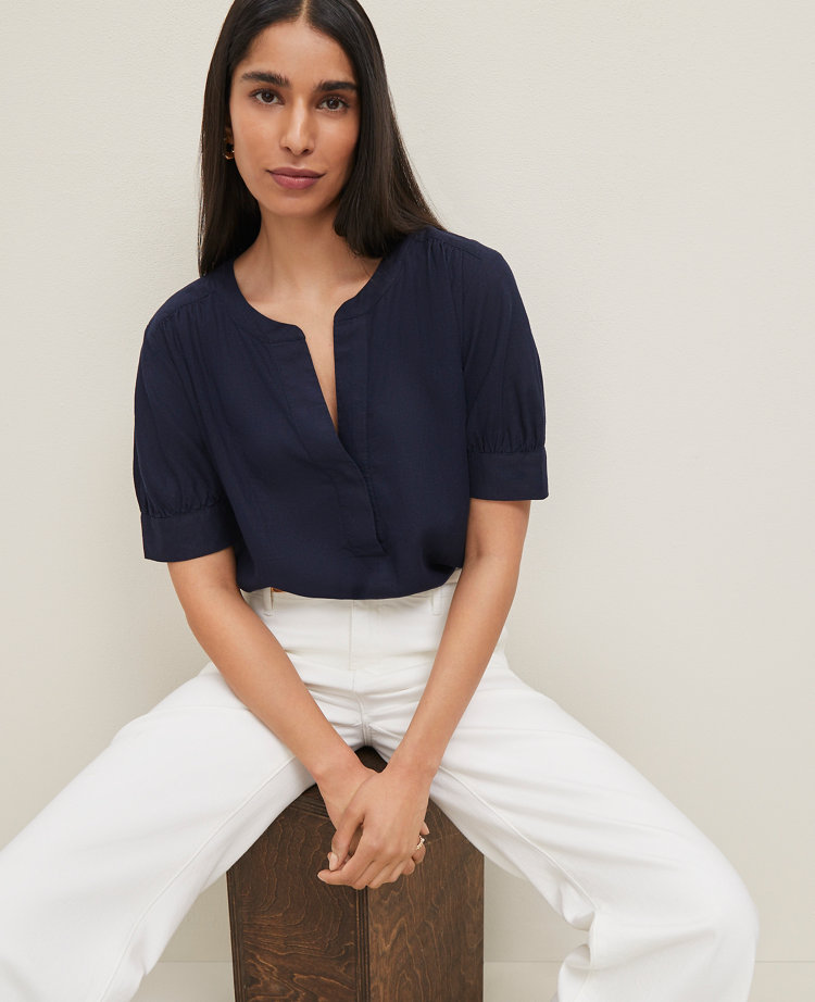 Half Sleeve Linen Popover