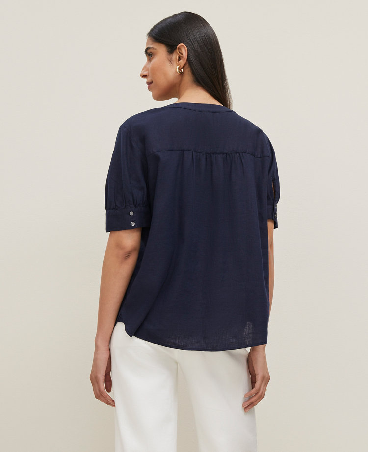 Half Sleeve Linen Popover