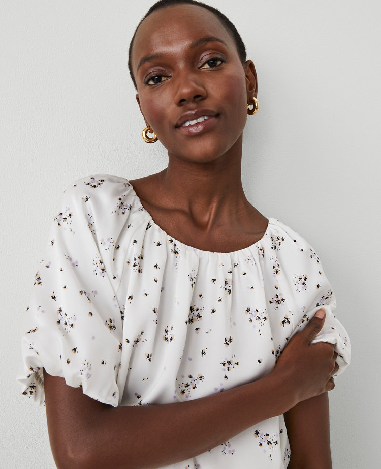 Petite Floral Bubble Hem Top