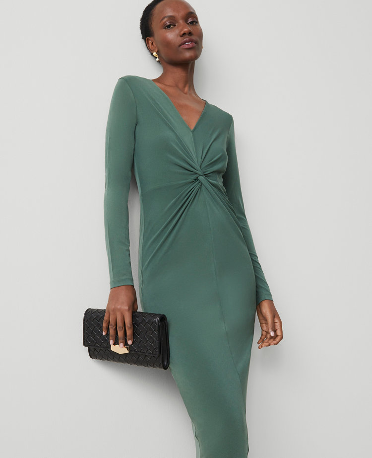 Petite Knit V-Neck Midi Dress
