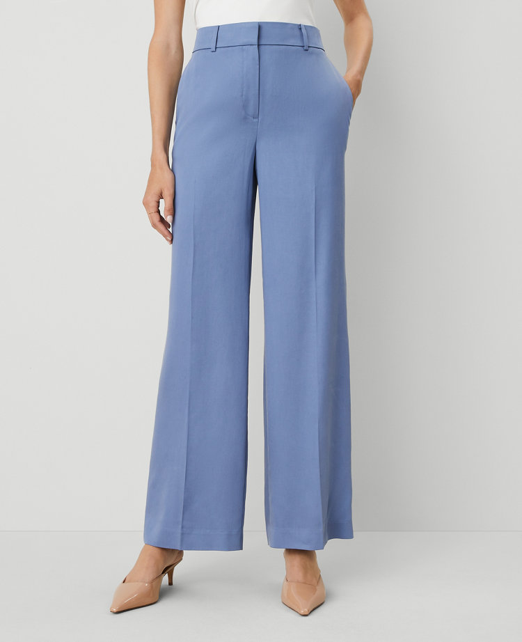 Ann Taylor The Perfect Wide-Leg Pant — Curvy Fit Colony Blue Women's