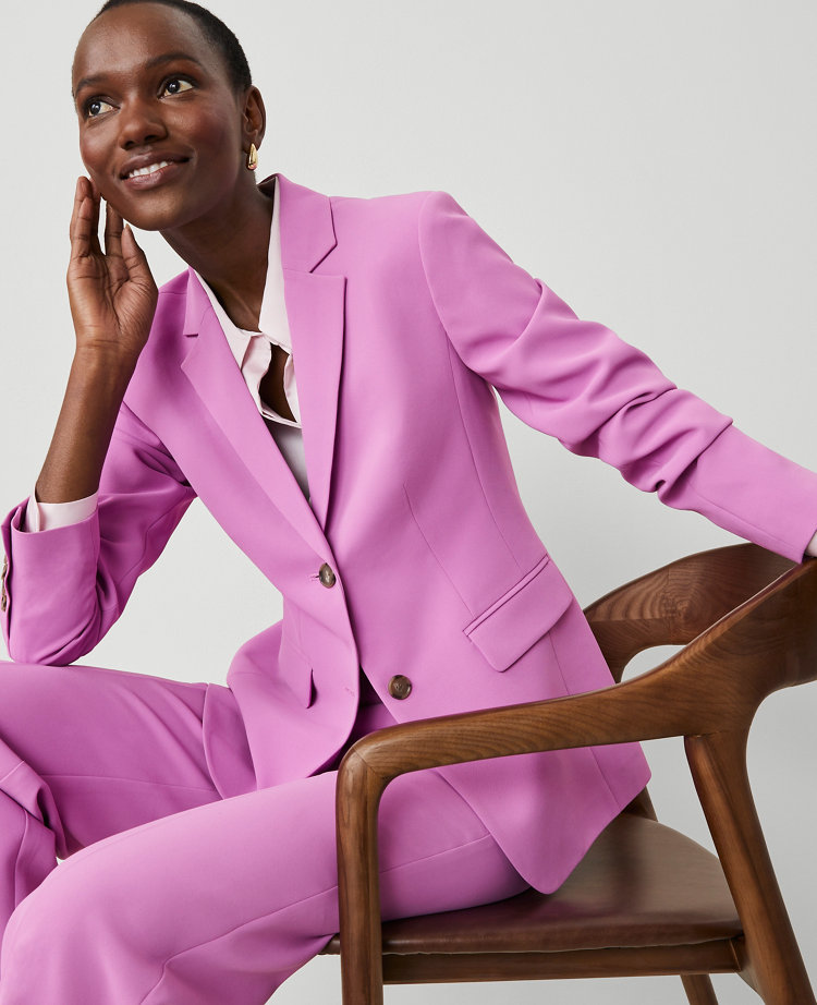 The Petite Two-Button Blazer in Fluid Crepe