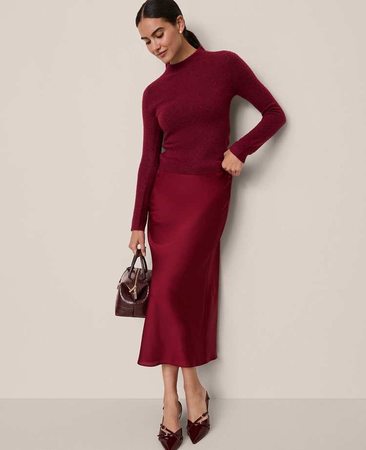 Petite Satin Bias Midi Slip Skirt