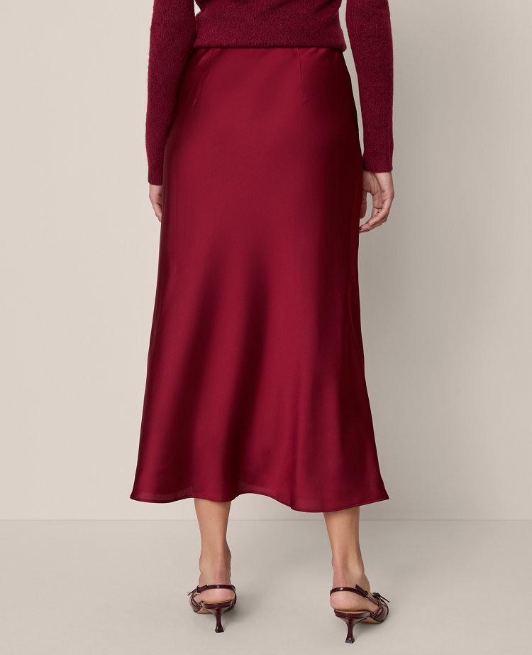 Petite Satin Bias Midi Slip Skirt