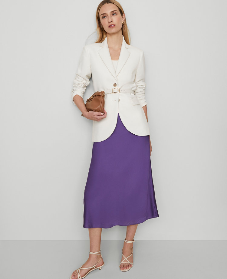 Petite Satin Bias Midi Slip Skirt