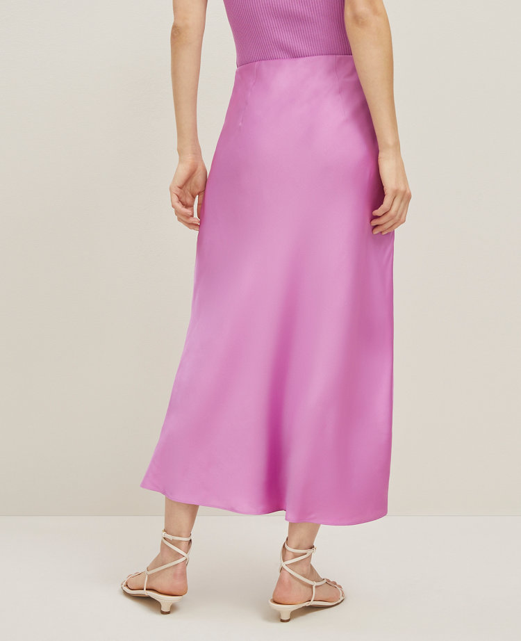 Petite Satin Bias Midi Slip Skirt