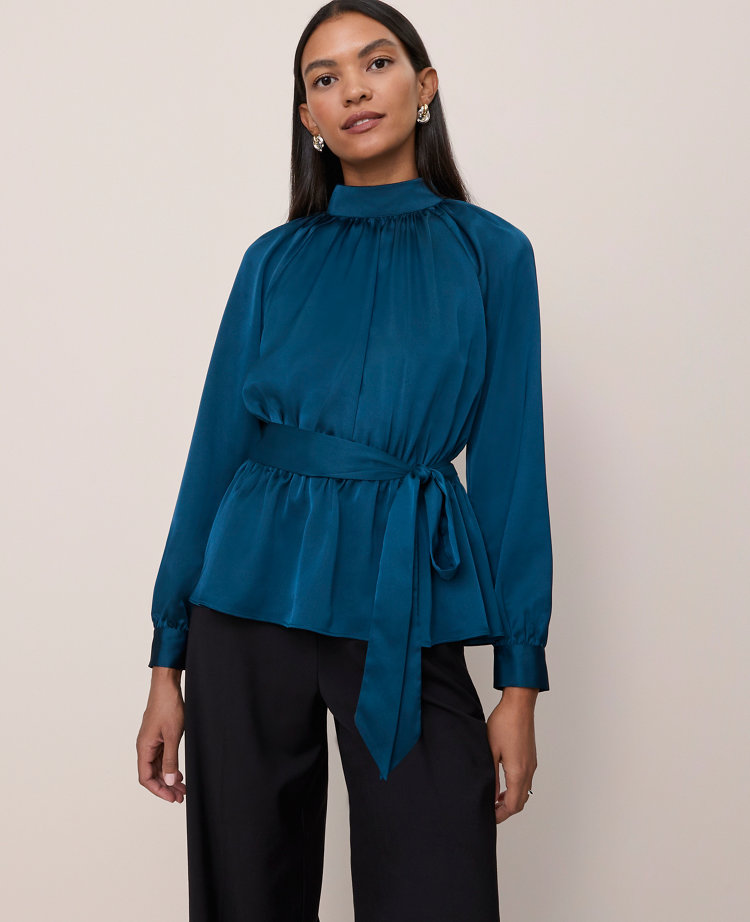 Satin Tie Waist Blouse