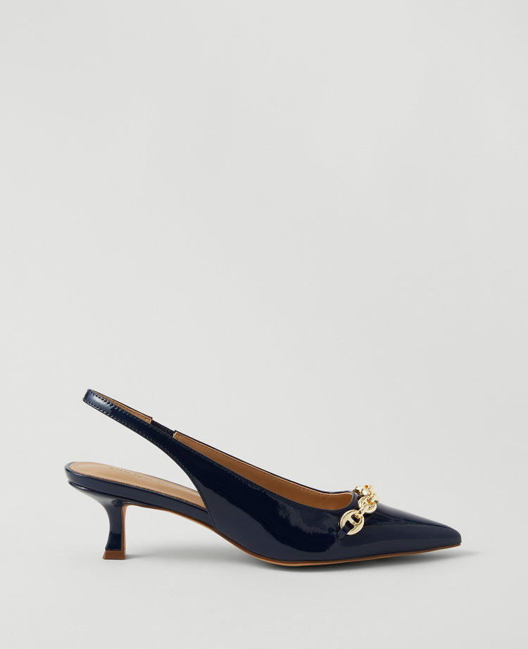 Mariner Chain Patent Kitten Heel Pumps
