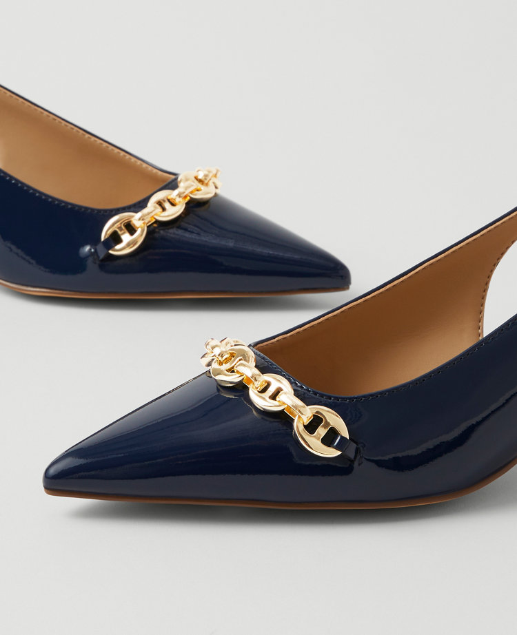 Mariner Chain Patent Kitten Heel Pumps