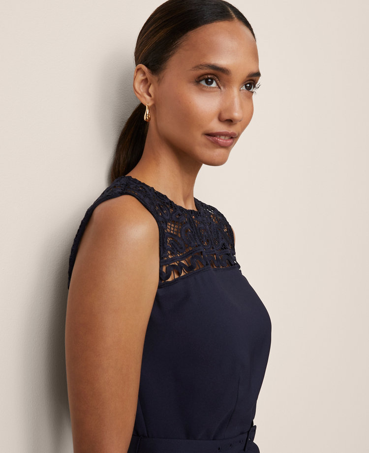 Lace Trim Satin Midi Dress