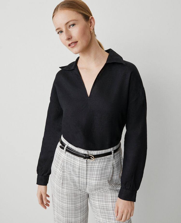 Tall Collared Linen Popover